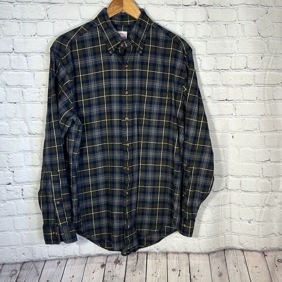 Brooks Brothers 346 The Original Polo Shirt Regular Fit Green Blue Plaid size M - Picture 1 of 7